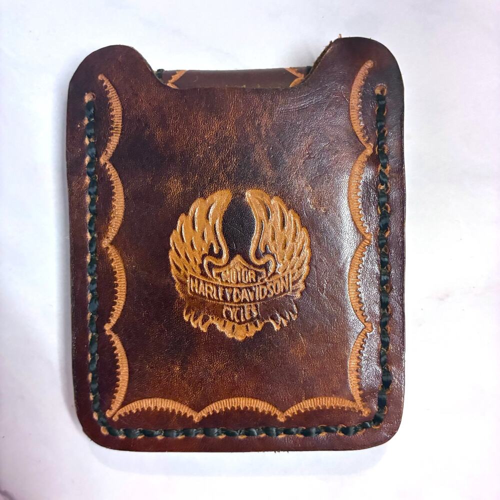 Harley-Davidson Tooled Leather Magnetic Money Clip Card Holder Belt Clip Biker